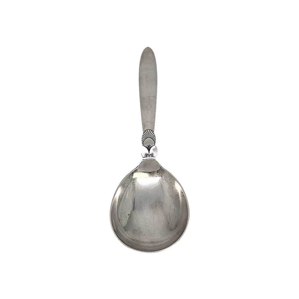 Georg Jensen Denmark Cactus Sterling Silver Small Serving Spoon 8" #16893